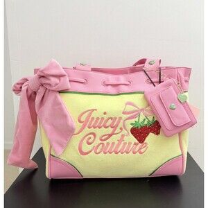 Juicy Couture Retro Strawberry Tote Yellow Iris Daydreamer Bag Purse NWT Y2K